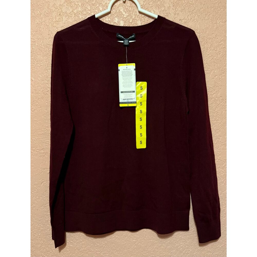 Katherine Barclay NWT Sweater Maroon Pullover Minimalist Versatile Everyday Styl